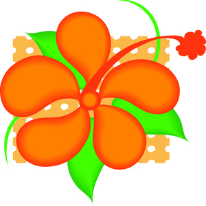 Tropical Flower Clipart Image - Orange Hibiscus Flower