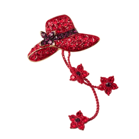 Rhinestone Hat Dangle Pin - Red Hat Society Store