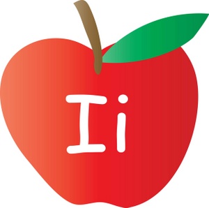Alphabet Clipart Image - An Apple With The Letter I Written On It