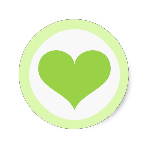 Lime green love heart and border round sticker | Zazzle.