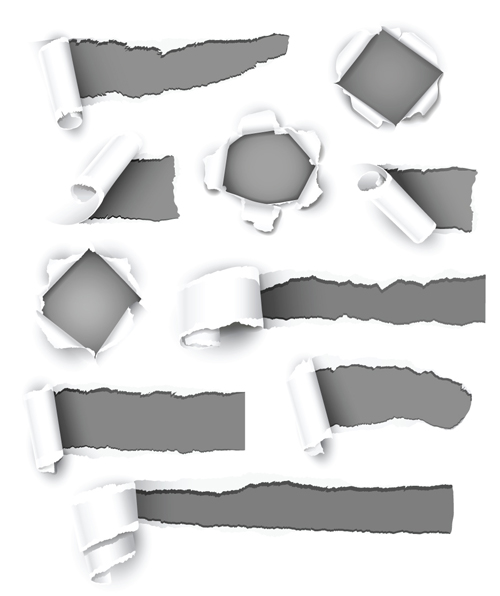 Set of Torn paper banner vector 04 | Vector banner