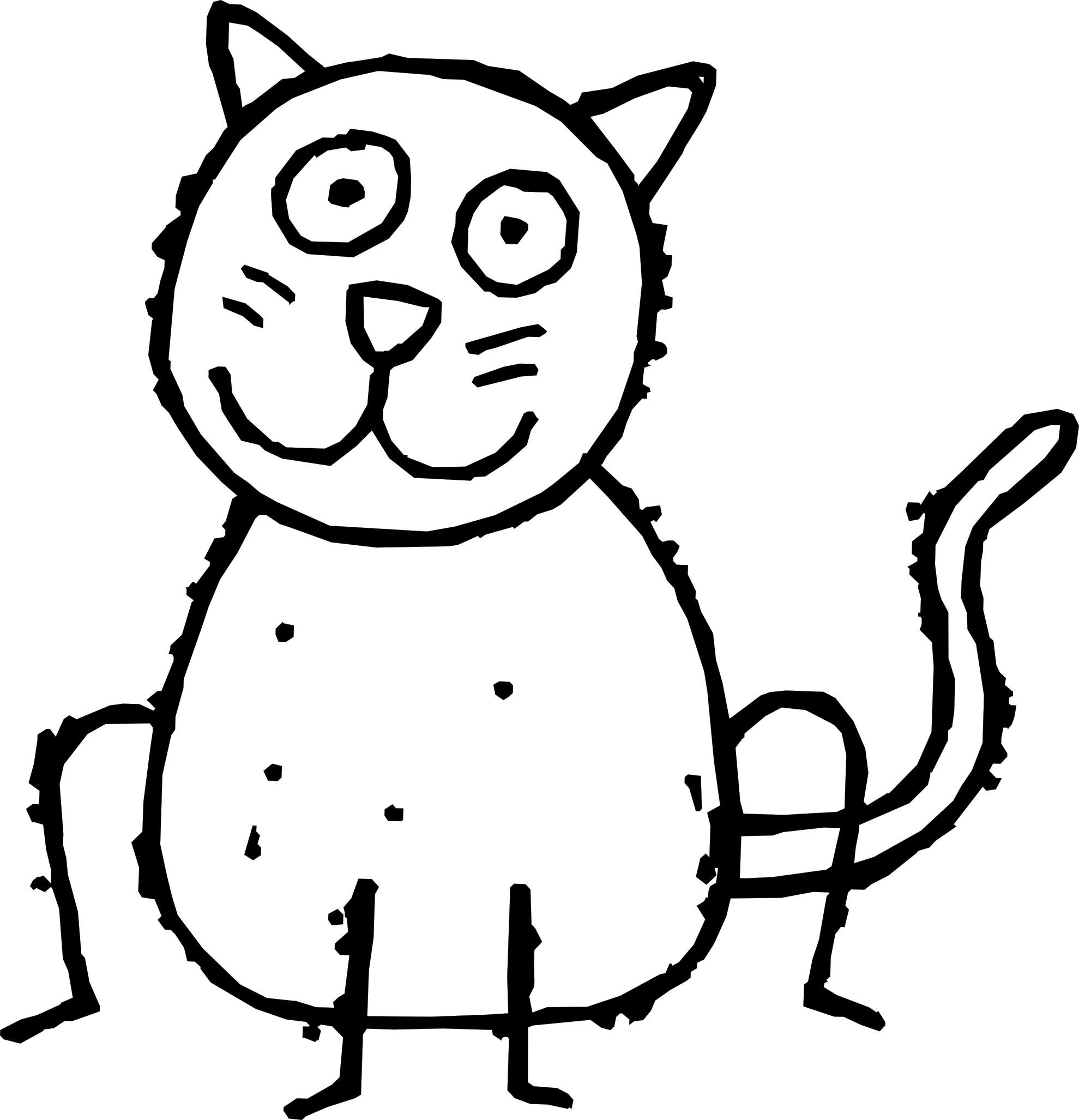 Clip Art: Cat 1 Black White Line Art Coloring ...
