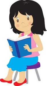 Girl reading a book clipart