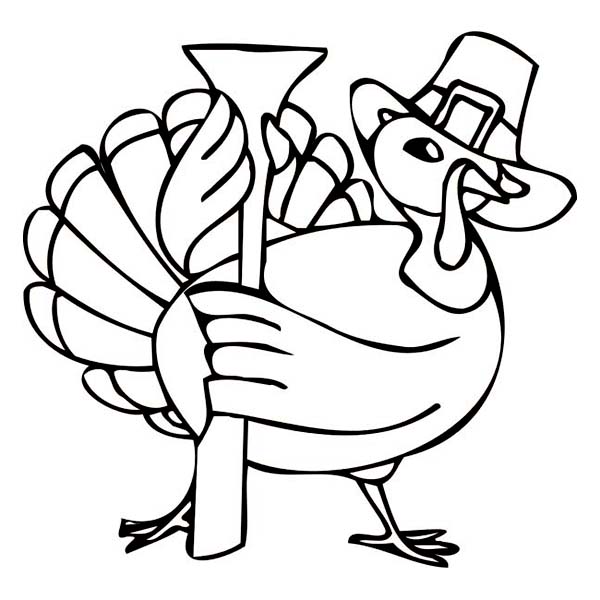 Thanksgiving Day Turkey Holding a Colonial Gun Coloring Page ...