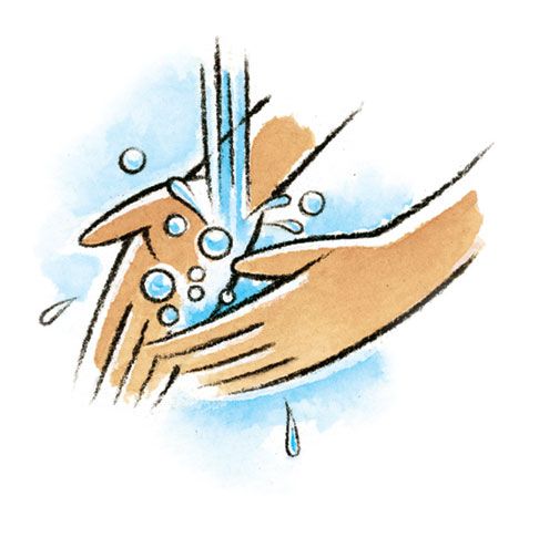 Hand washing soap and water clipart