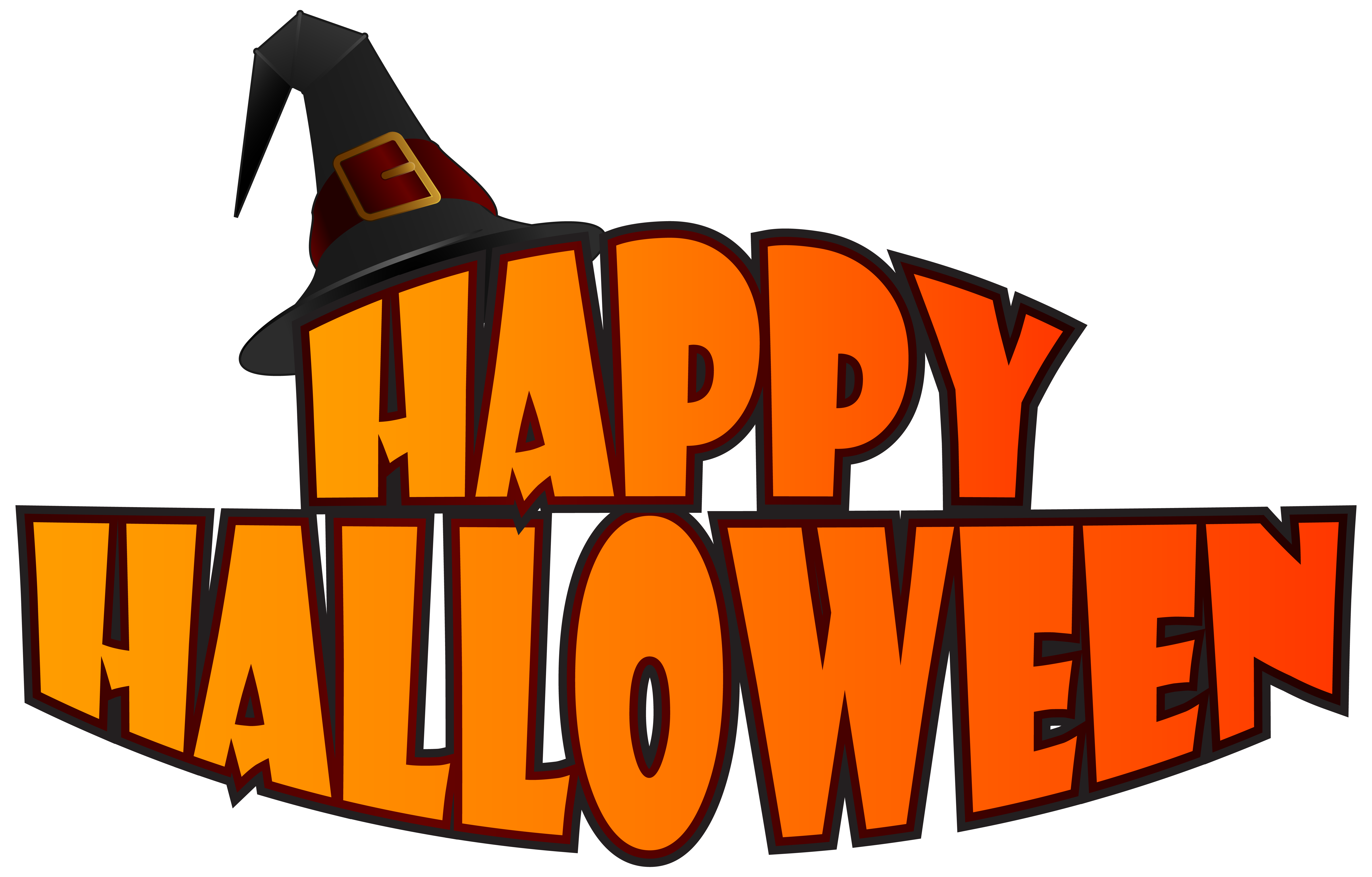 Happy Halloween with Witch Hat PNG Clipart Image