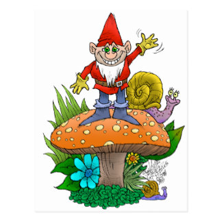 Cartoon Garden Gnome Postcards | Zazzle