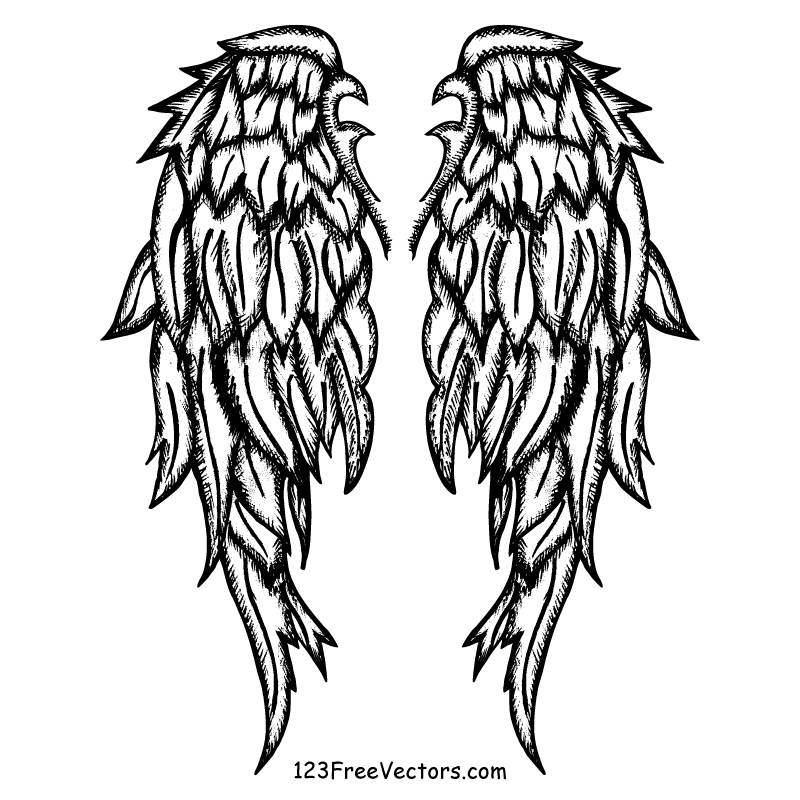 Free Hand Drawn Angel Wings Vector | free vectors | UI Download