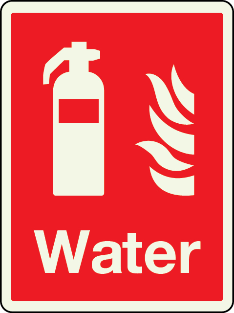 Fire Safety – Water Fire Extinguisher symbol & text in ...