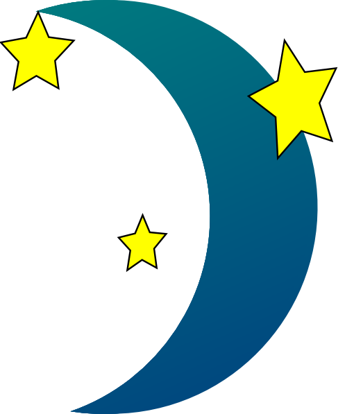 Crescent moon and stars clipart