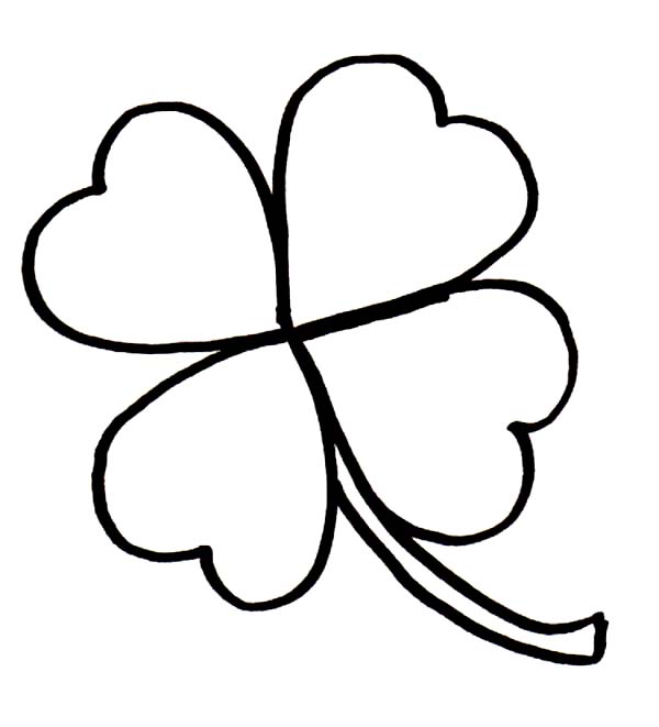 Four Leaf Clover With Face Bw Coloring Pages