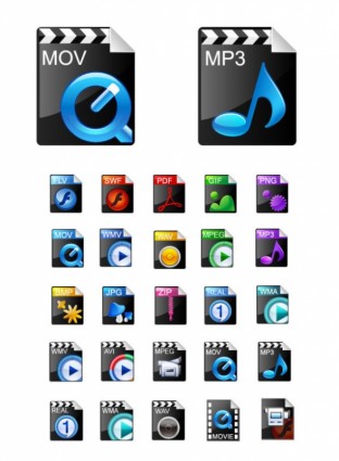 Beautiful video formats commonly used icons vector Vector icon ...