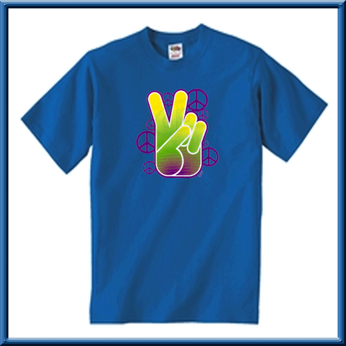 Neon Peace Fingers T Shirt s M L XL 2X 3X 4X 5X Sign Symbol Hippie ...