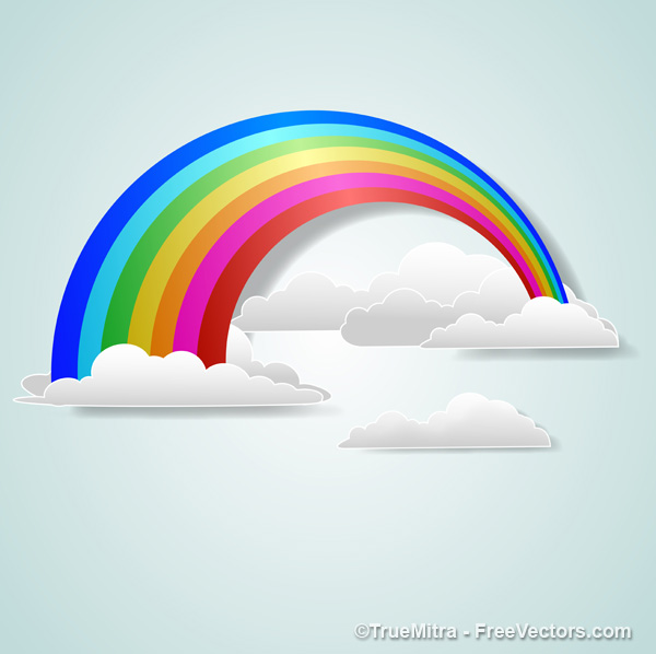 Download Free Rainbow Cloud Background Vector Illustration