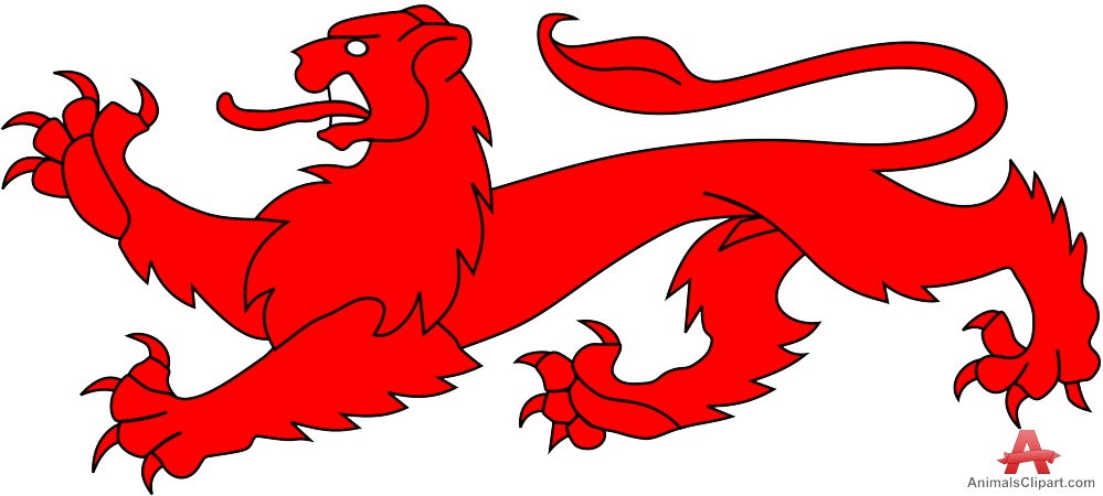 Red Medieval Lion Symbol | Free Clipart Design Download