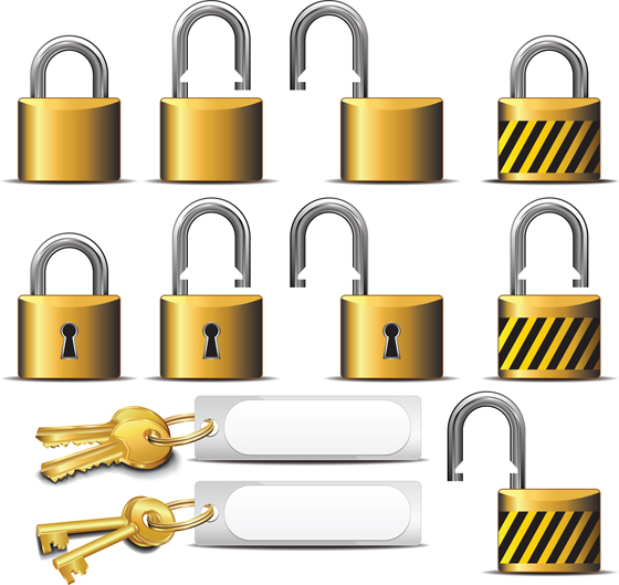 Different Golden Lock and Key vector - Vector Other free download