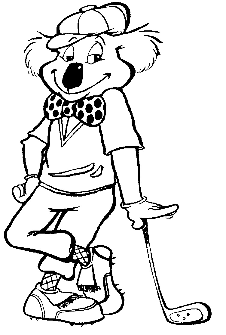 KOALA CARTOON LEANING ON A GOLF STICK & SMILING, DRESSED by Global ...