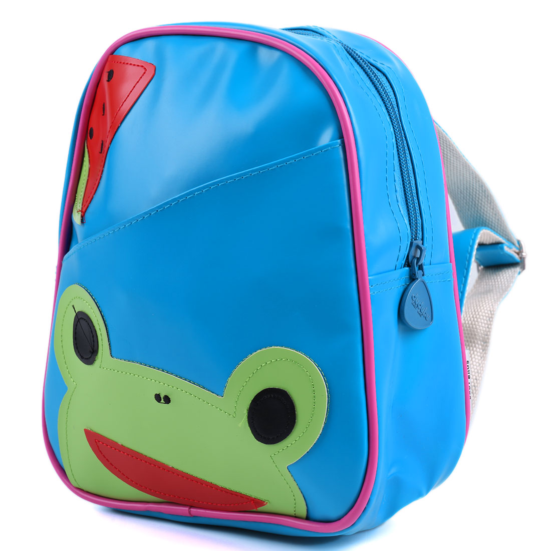 Fashion Kids Zip Closure Lining Cartoon Frog Backpacks Blue