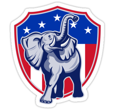 Republican Elephant Mascot USA Flag Shield" Stickers by patrimonio ...