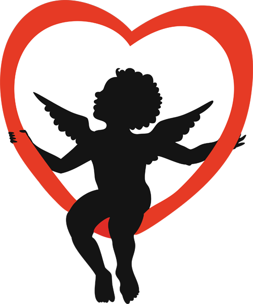 Clip Art of Cupid sitting in a Heart