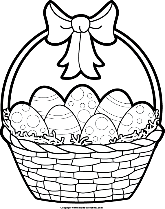 Easter Basket Black And White Clipart