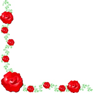 Rose Clipart Image - Red Rose Corner Border With a Vine