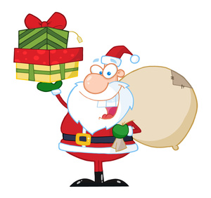 Santa Cartoon Clipart Image - Cartoon Santa Claus with His Sack of ...