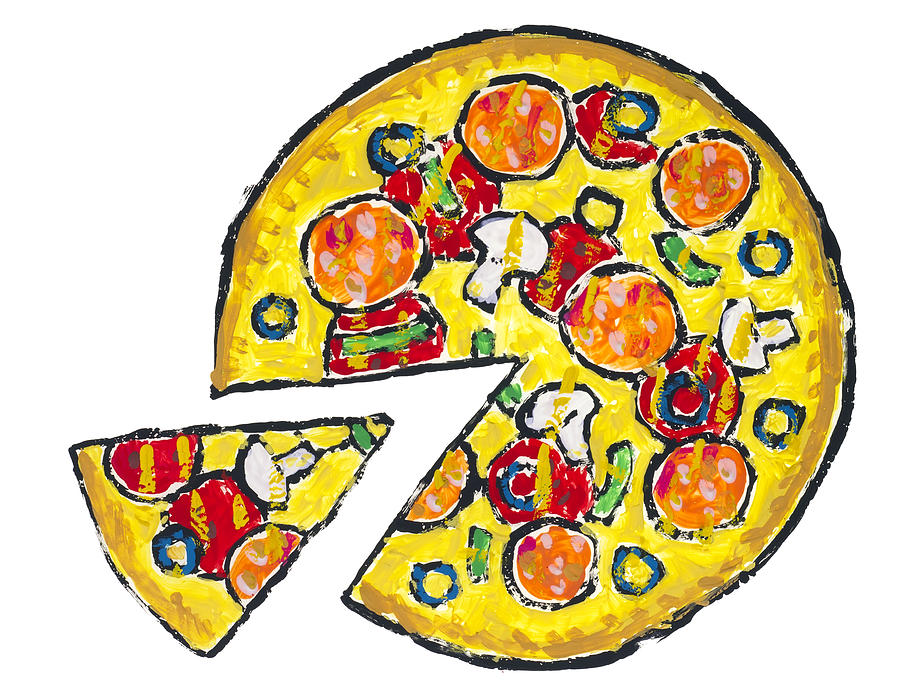 Isolated Pizza With Mushrooms Drawing by Aleksandr Volkov ClipArt