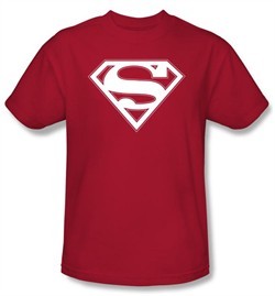 Superman Logo T-Shirt Red & White Shield Adult Red Tee Shirt by ...