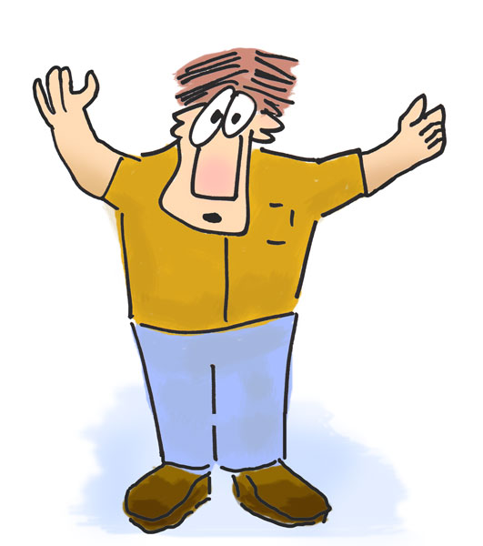 Funny Man with Arms Raised - Silly Characters Clip Art