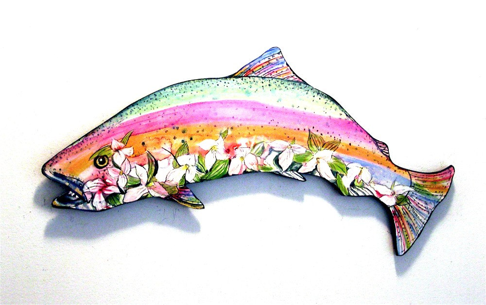 Rainbow Trout Art Silhouette Original Folk Artwork Cut Out
