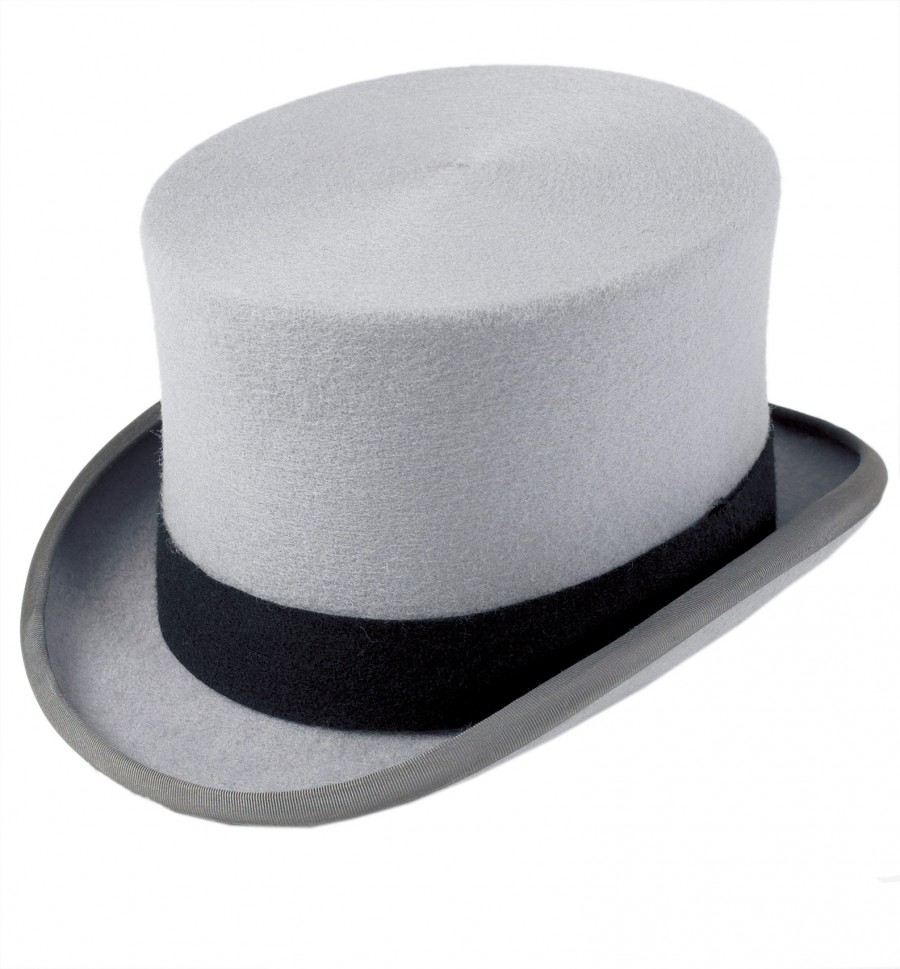 Traditional Wool Felt Top Hat - Grey 2561W - The Hat Company