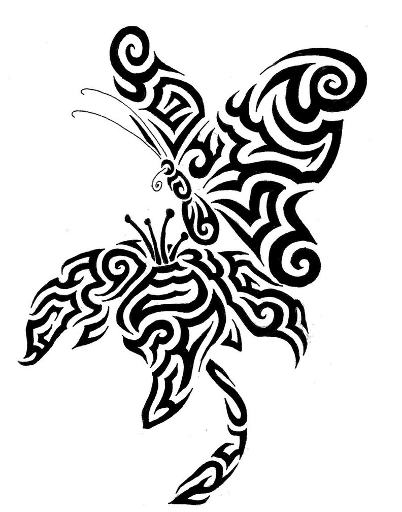 Tribal butterfly n' flower