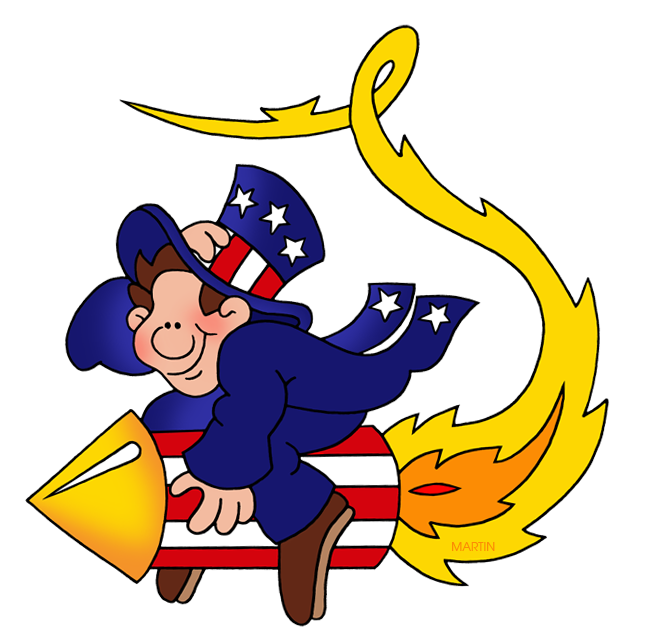 Free Fourth of July Clip Art by Phillip Martin, Riding a Rocket