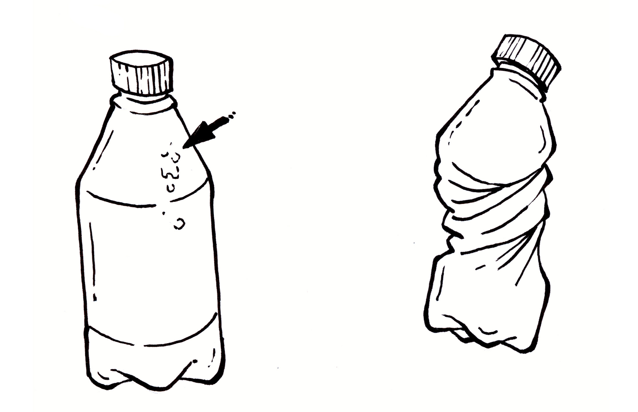 Plastic water bottle clipart black and white