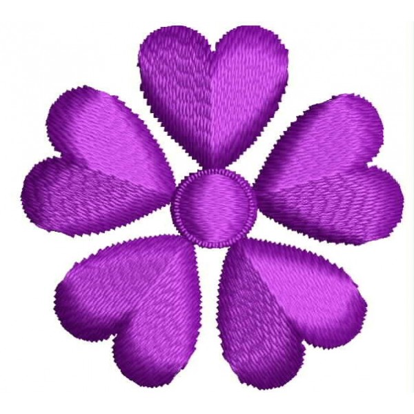 purple heart flower Embroidery Design