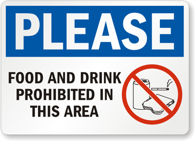 Food Drink Prohibited Area Sign - Notice No Food Sign, SKU: S-