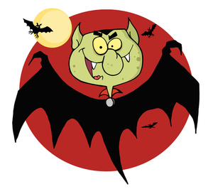 Vampire Clipart Image - Vampire Bat with Dracula Head Cartoon