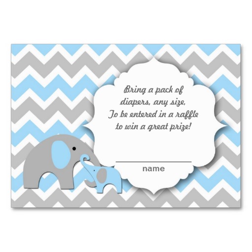 Mother and baby elephants diaper raffle tickets business card from ...