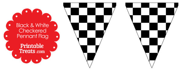 Black and White Checkered Pennant Banner Flag — Printable Treats.com