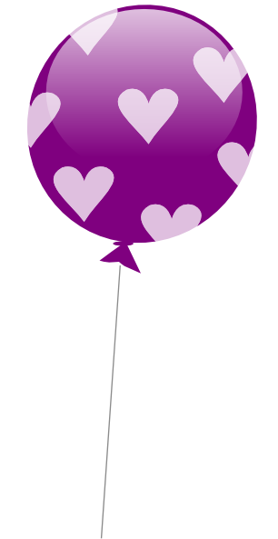 Purple Balloon With Hearts Clip Art - vector clip art ...