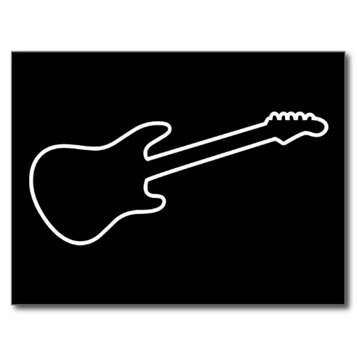 Black & White Electric Guitar Silhouette Postcard from Zazzle.