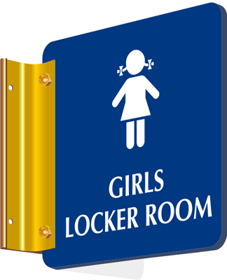 Drop Ceiling & Projecting Bathroom Signs - 2-Sided Restroom Signs