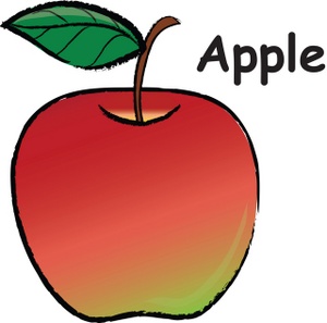 Apple Clipart Image - Red and Green Apple with Text