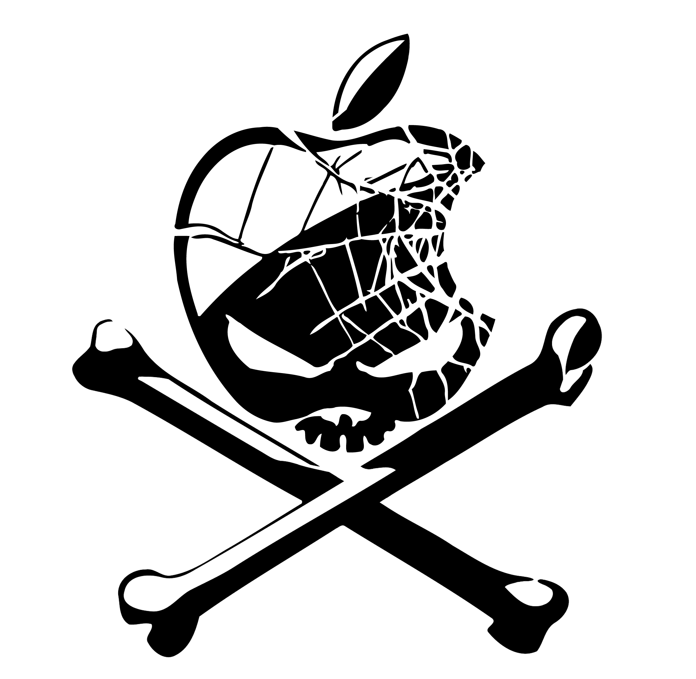 Pin Skull Apple Logo Mac Crossbones Bite Shattered Glass on ...