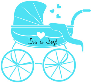 Baby Boy Clipart Image - Baby Shower Graphic of Stroller or Baby ...