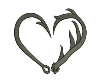 Pics For > Fishing Hook Heart Decal