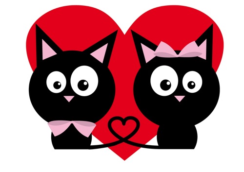 Cats with hearts vector | Free Vector Graphics & Art Design Blog