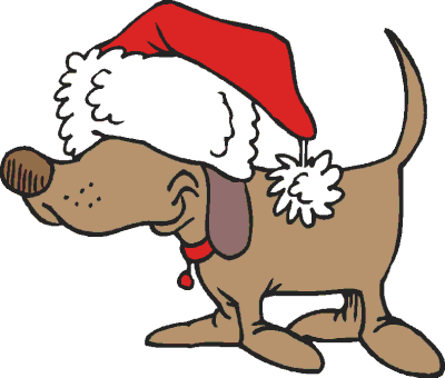 Cartoon Of Dog And Cat At Christmas Clipart