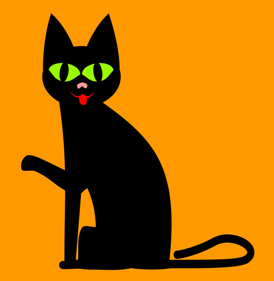 Black Cat in Orange Light - Free Clip Art